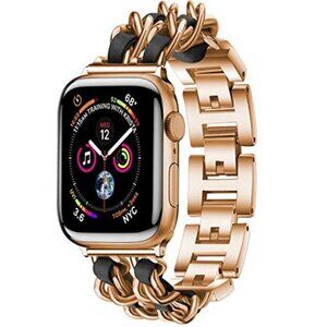 NEW Chain Style Luxury Black/Rose Gold Apple Watch band
